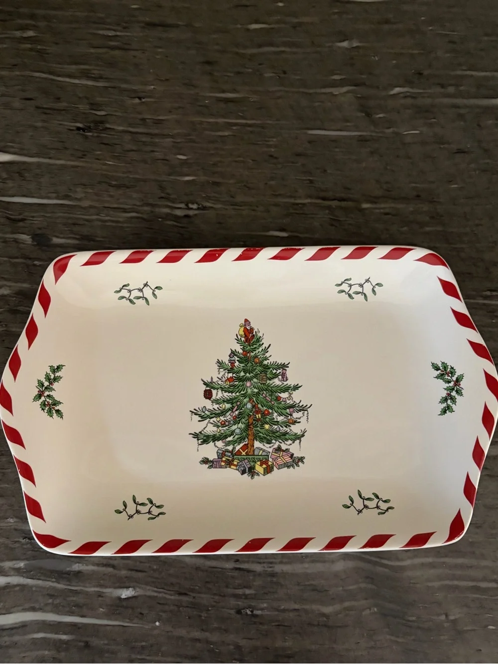 Spode Christmas Tree Porcelain Peppermint Dessert/Serving Tray , 12